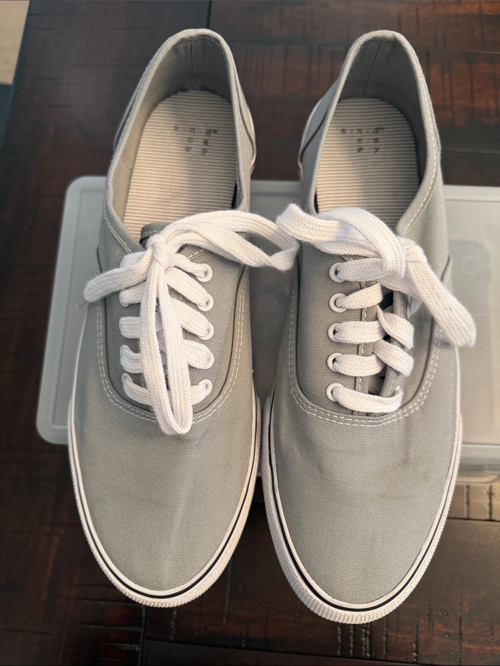 a new day Light Gray Canvas Sneakers with White Laces